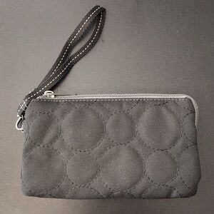 Vary You By Thirty-one Wristlet Quilted Black Zip Top Multiple Pockets 7x4
